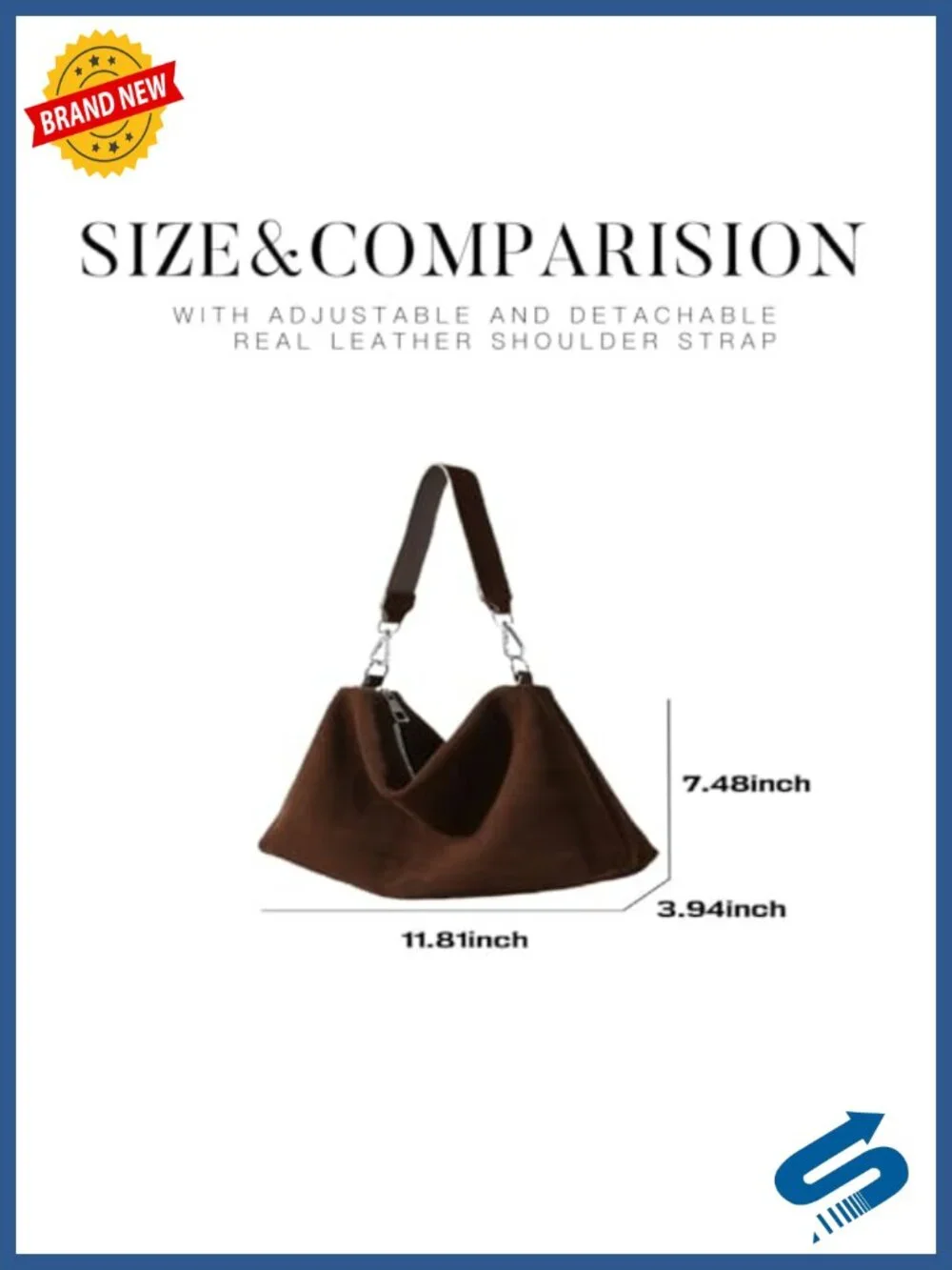 Genuine Leather Suede Tote Bag for Women, Hobo Shoulder Crossbody Purse with